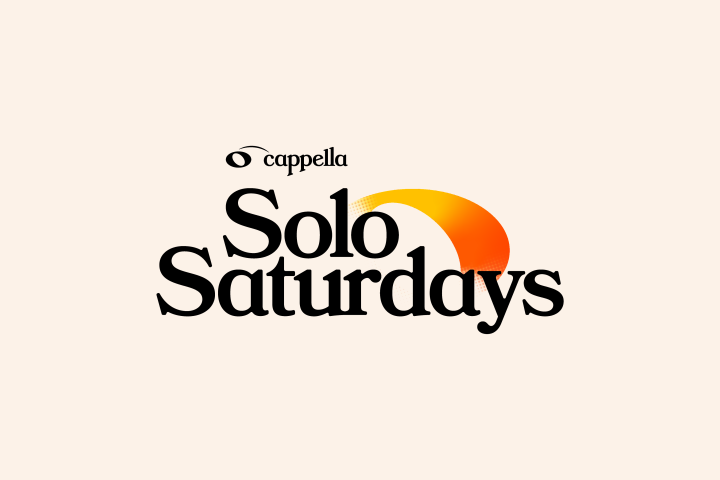 O Capella Solo Saturdays - Black text on beige background