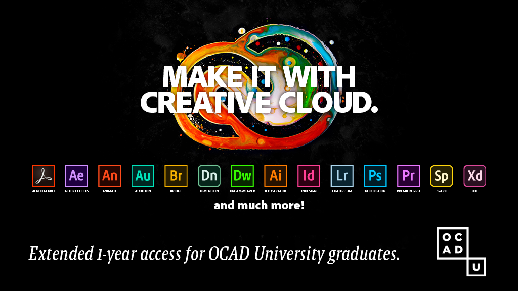 Extended access to Adobe Creative Cloud for one year beyond graduation