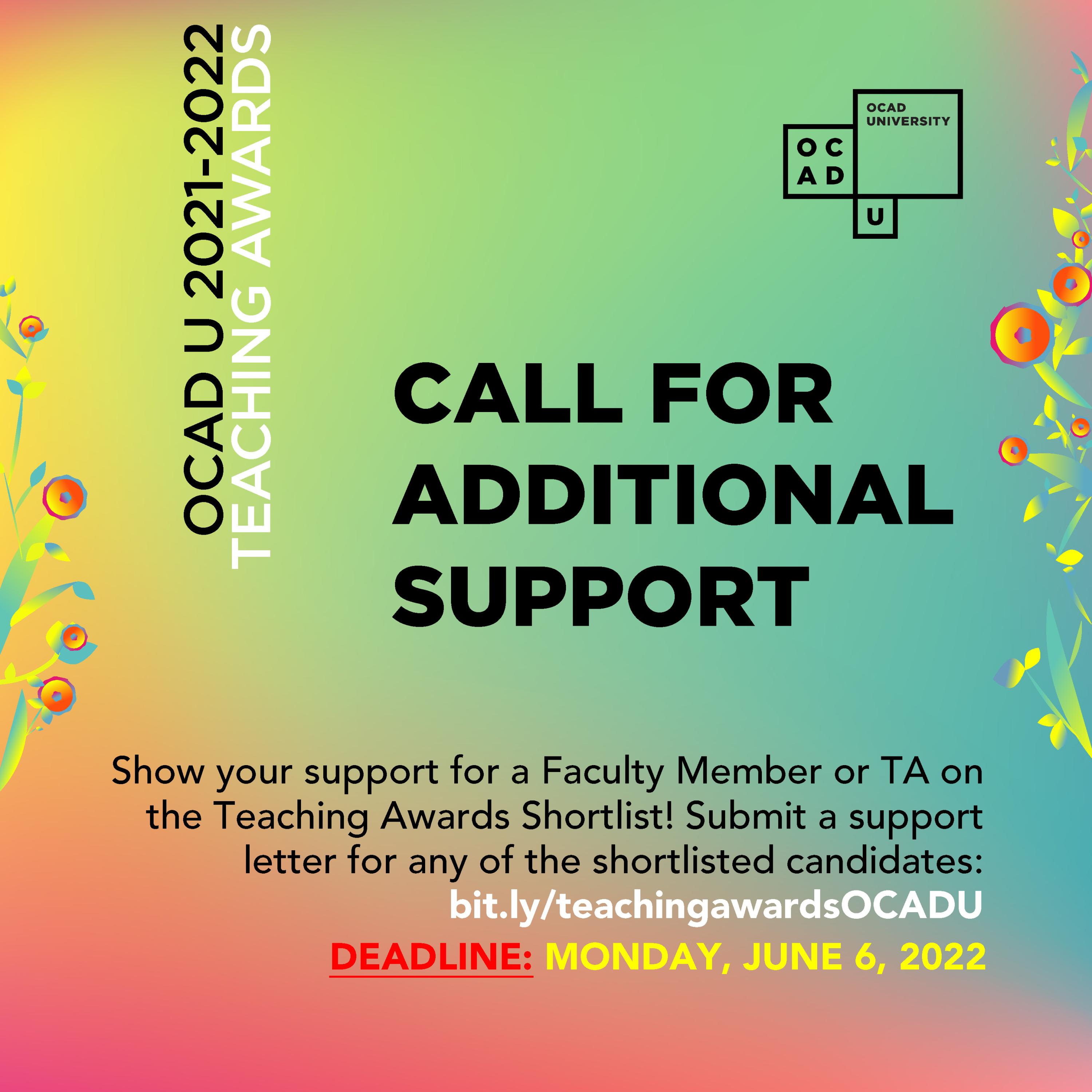 Promo for call for additional support for teaching awards 2021-2022 shortlisted candidates