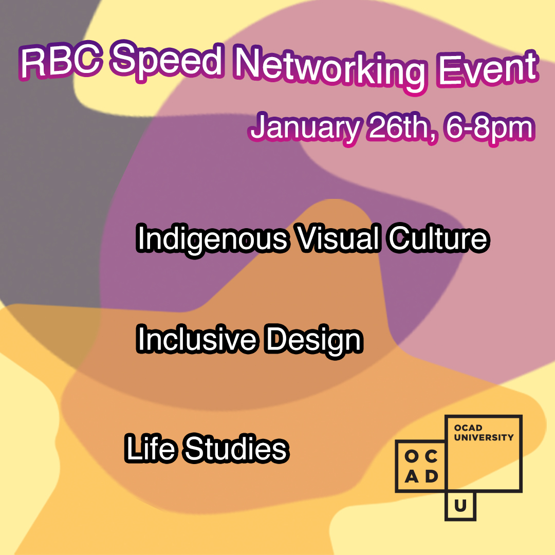 Purple and orange background with event information. 