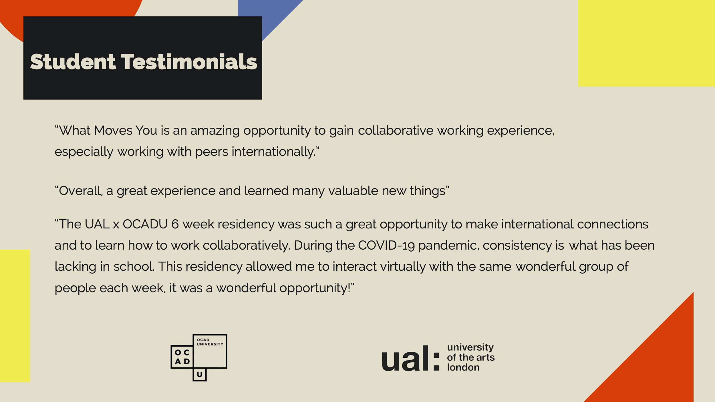 Student testimonials part 1