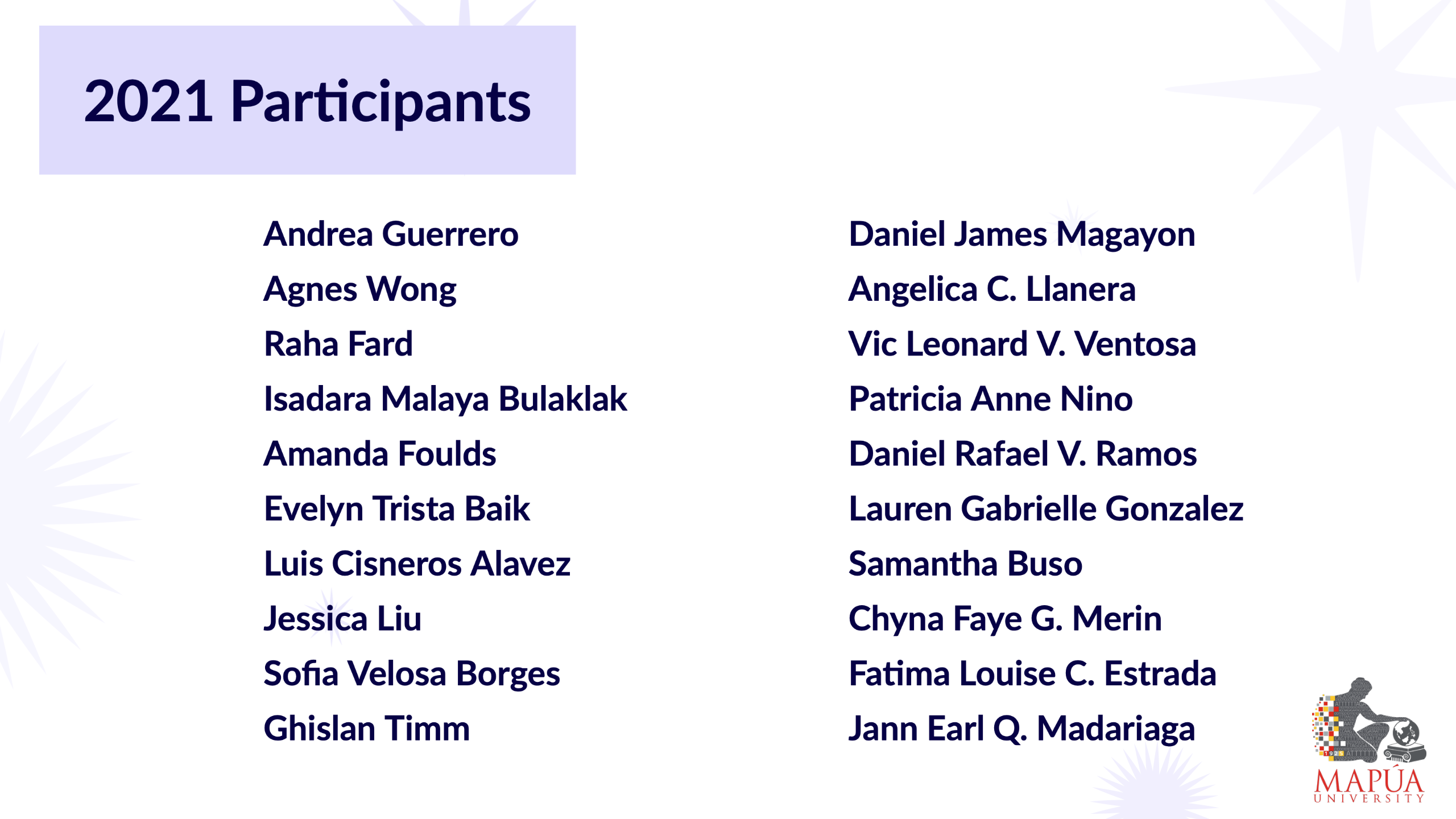 2021 participants