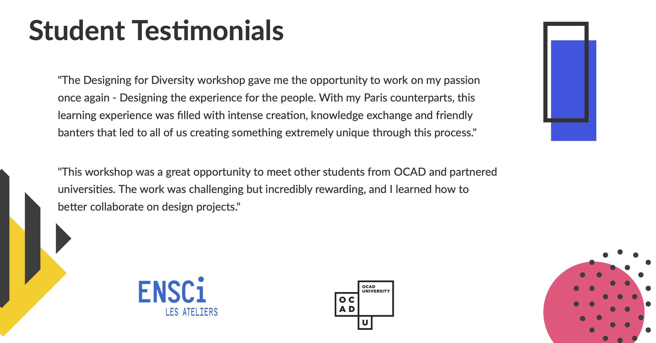 Student testimonials part 1