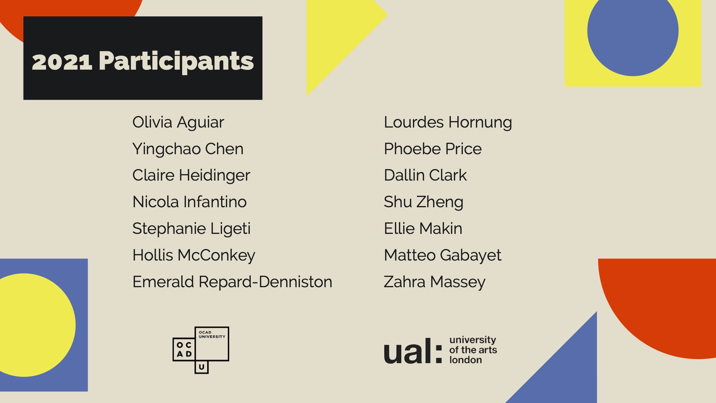List of 2021 Participants