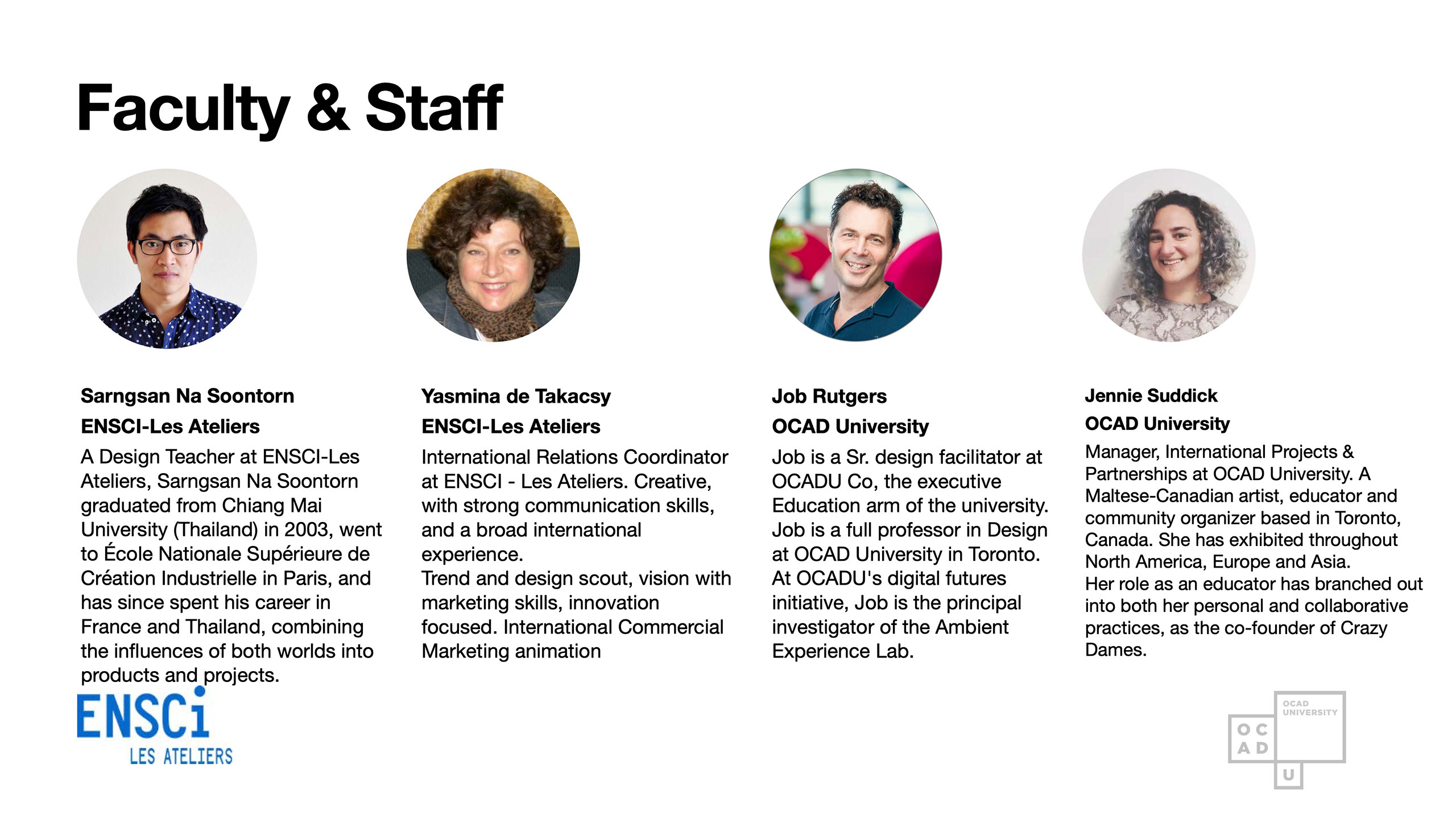 Photo and bios of Faculty & Staff members