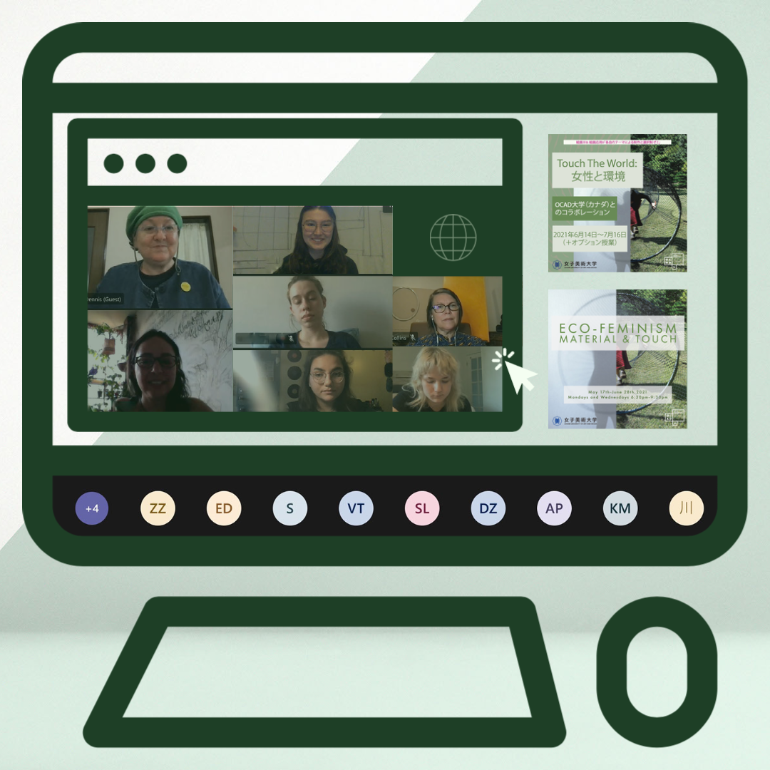 Computer screen with zoom screenshot of group of people
