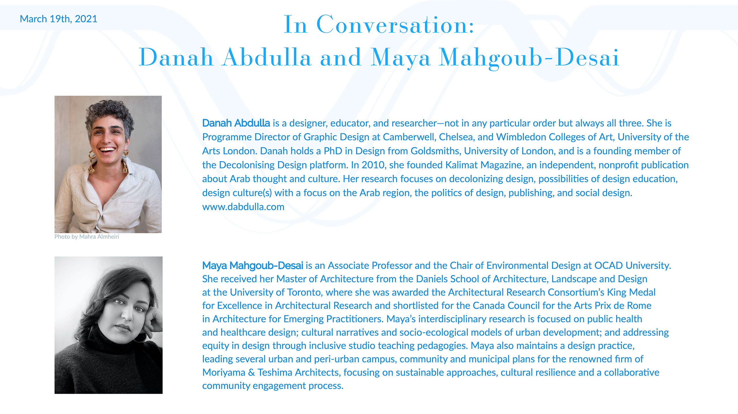 Danah Abdulla and Maya Mahgoub-Desai powerpoint slide