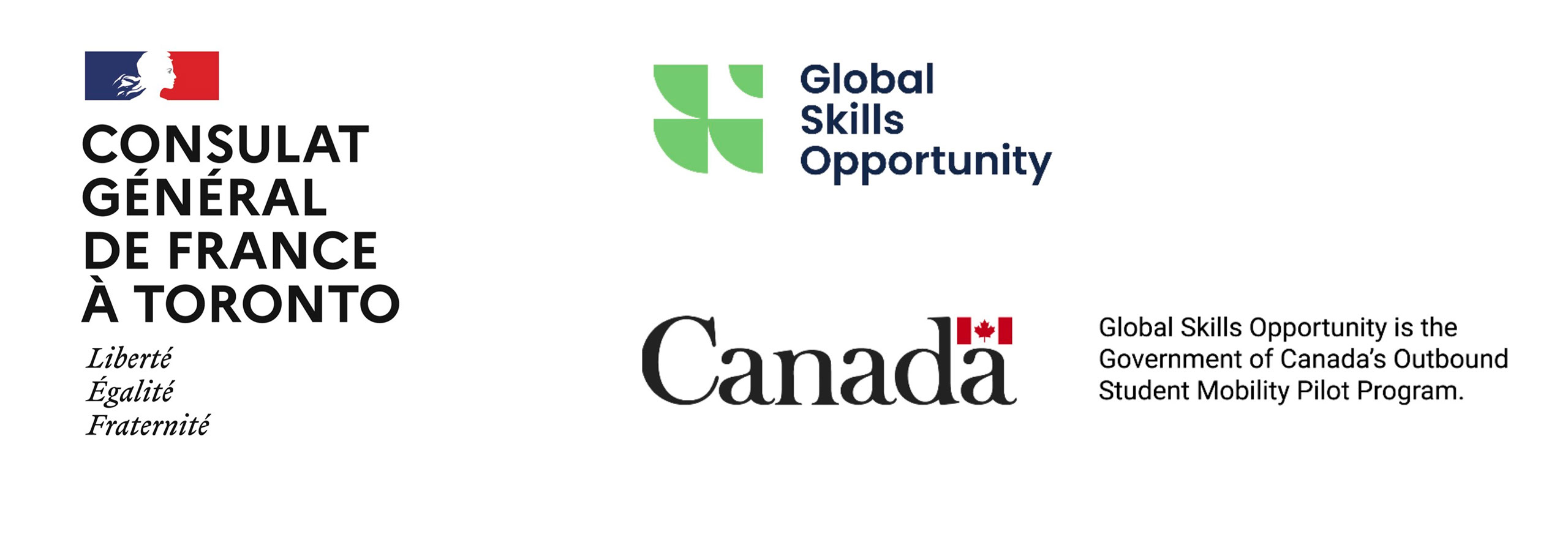 Consulat General de France a Toronto, Global Skills Opportunity and Canada Logos