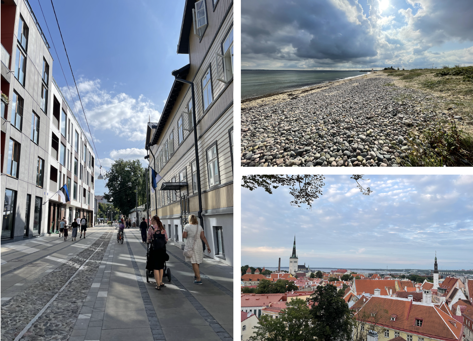 Figure 3. Kalamaja, the area where EKA is located (left); Pikakari Beach (top right); the Old Town of Tallinn, a UNESCO World Heritage Site (bottom right). Photographs by Nithikul Nimkulrat.