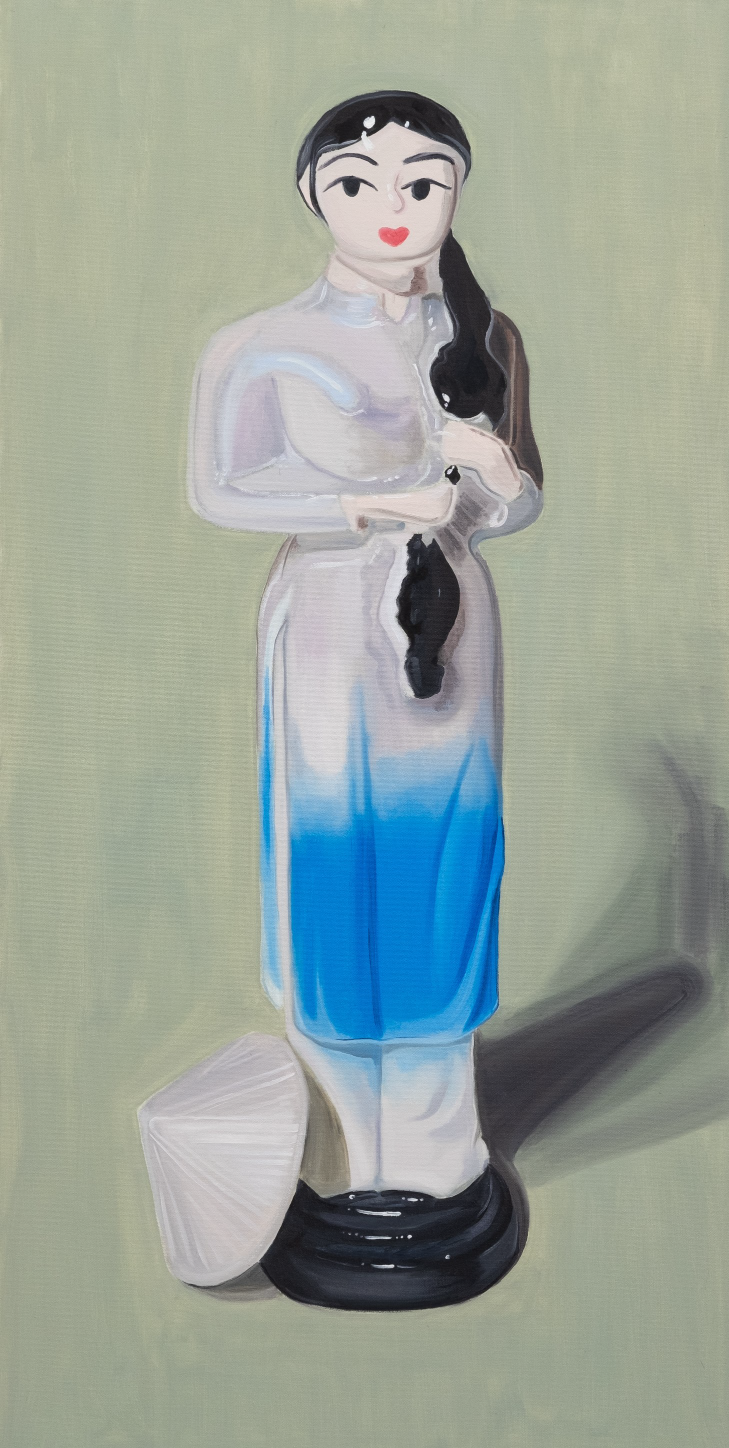 Hau Pham, "Vietnamese Women Figurine with her hat broken off", oil on canvas, 48 in x 24 in, 2022