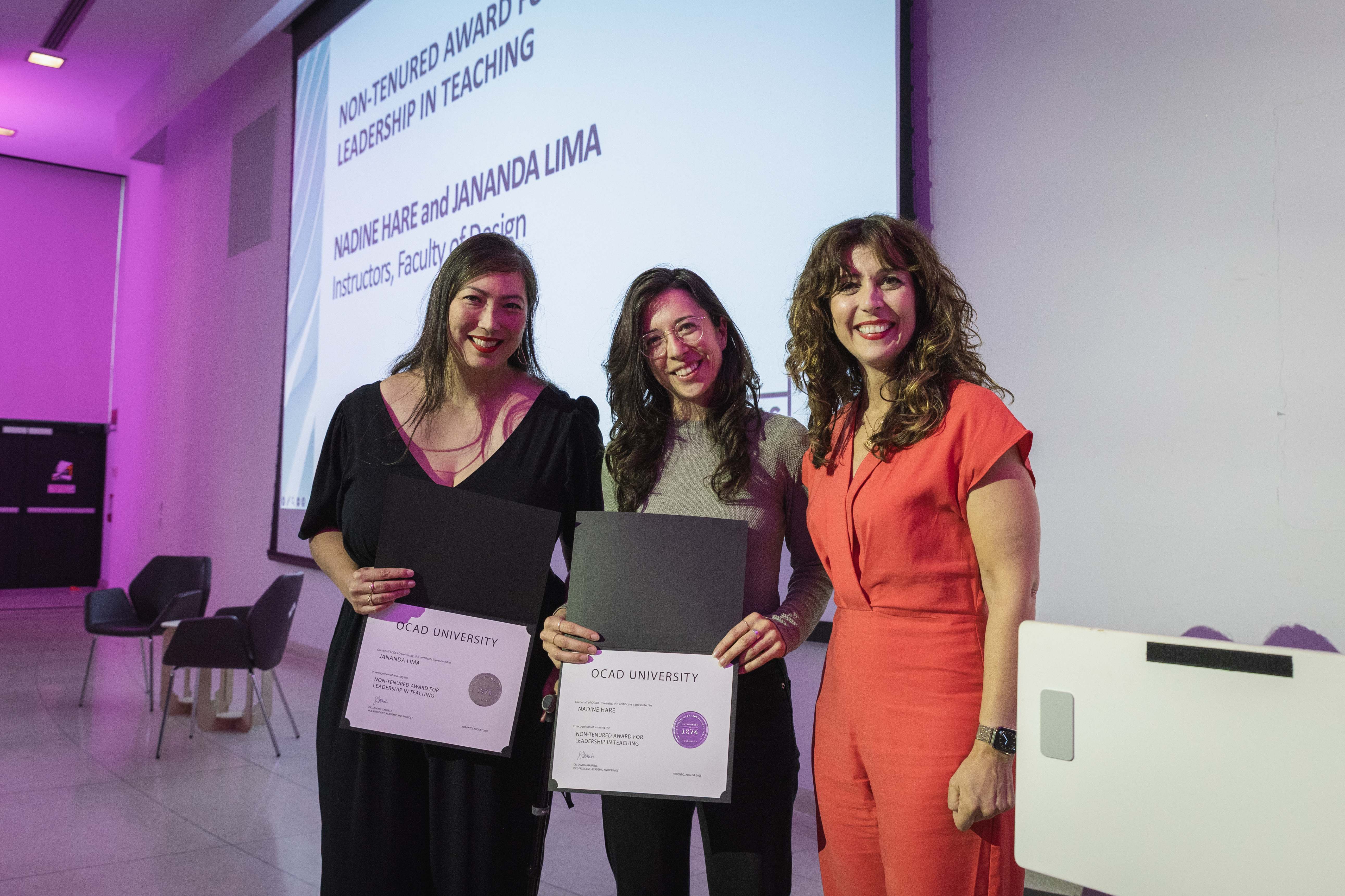 Left to right: Jananda Lima and Nadine Hare with Dr. Gabriele. 