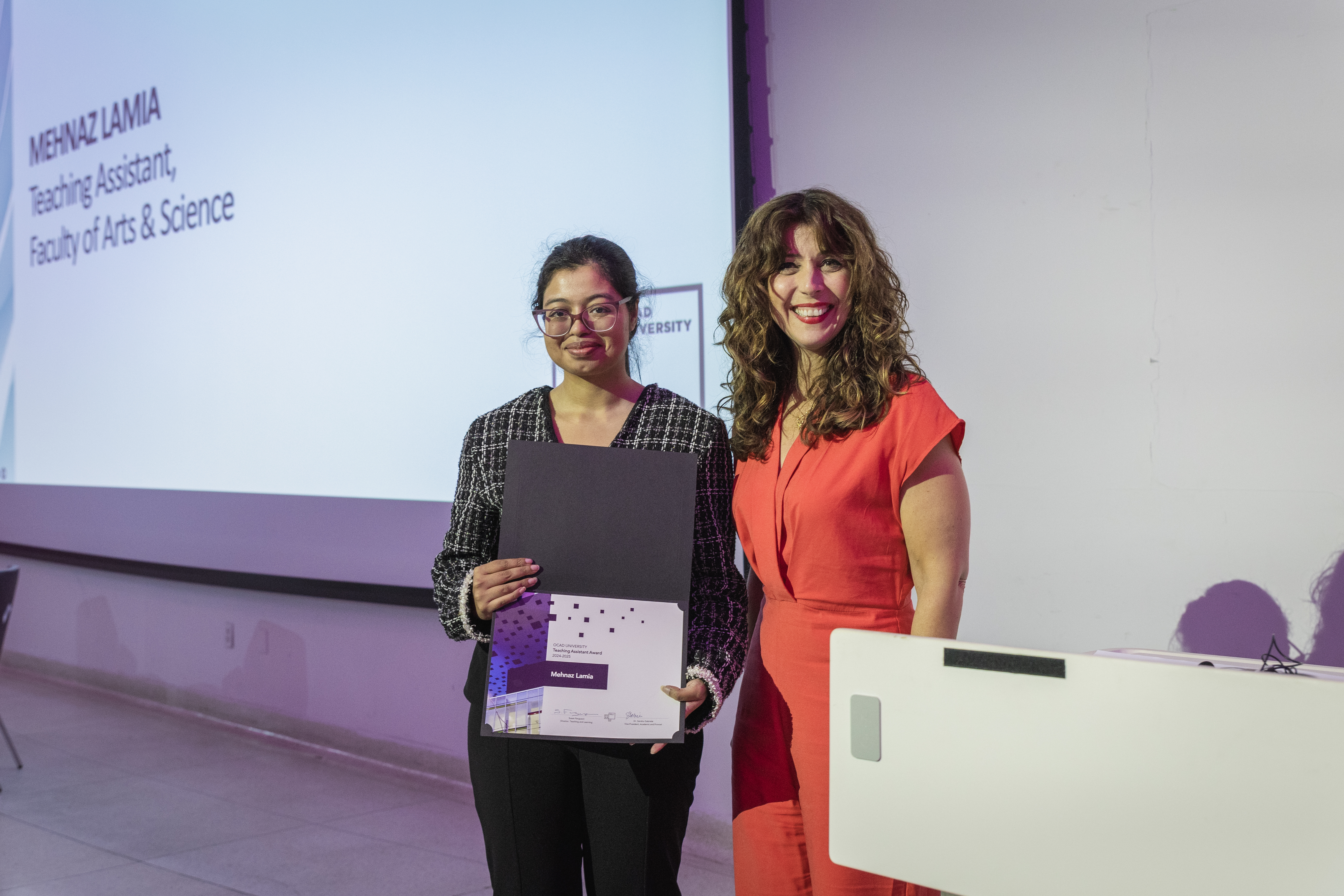 Left to right: Mehnaz Lamia and Dr. Gabriele