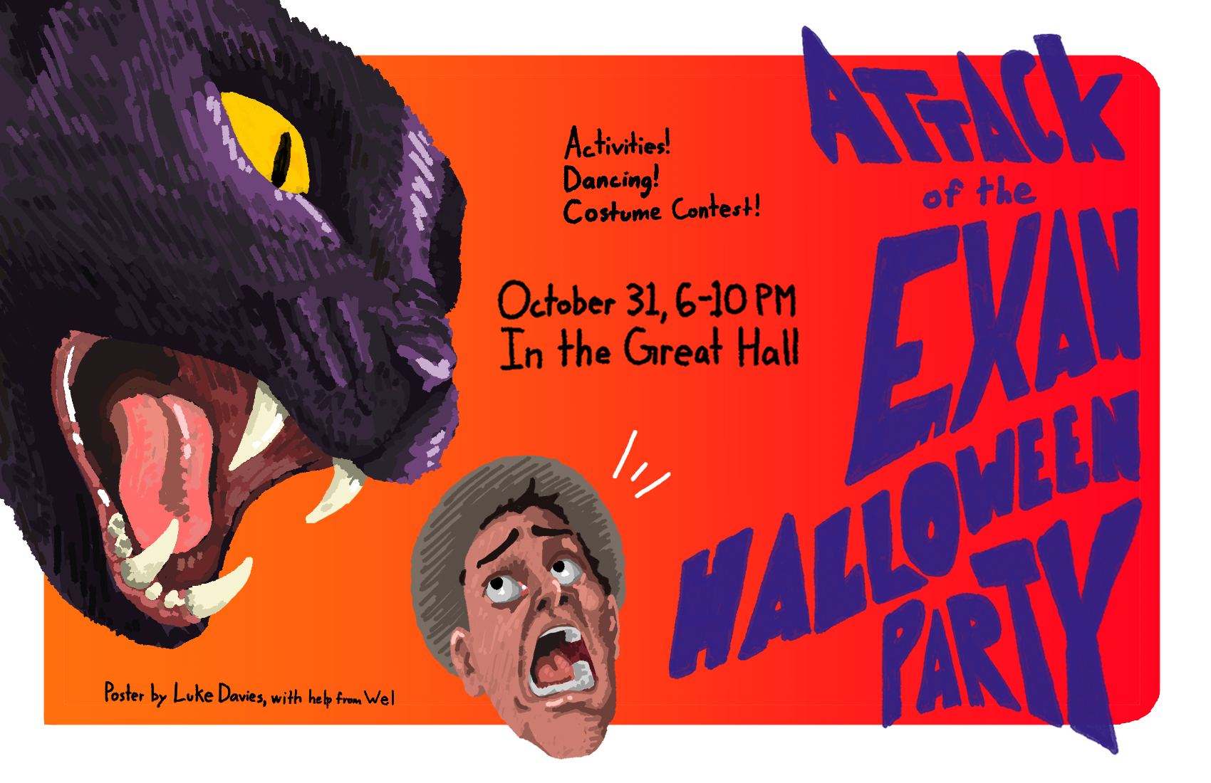 orange-red background with panther graphic