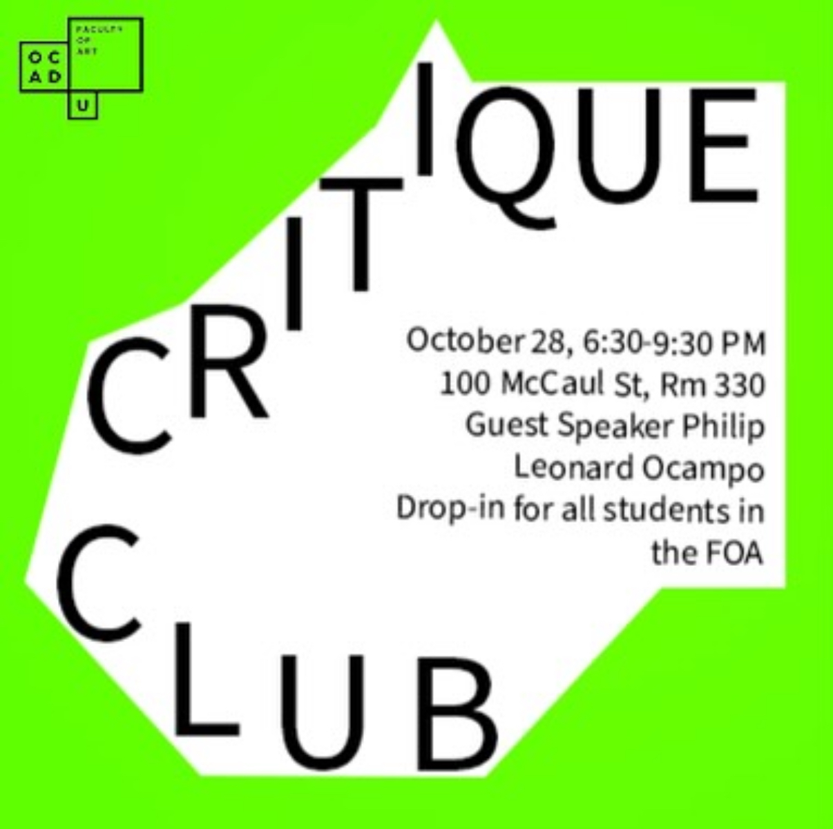 neon green poster with event info