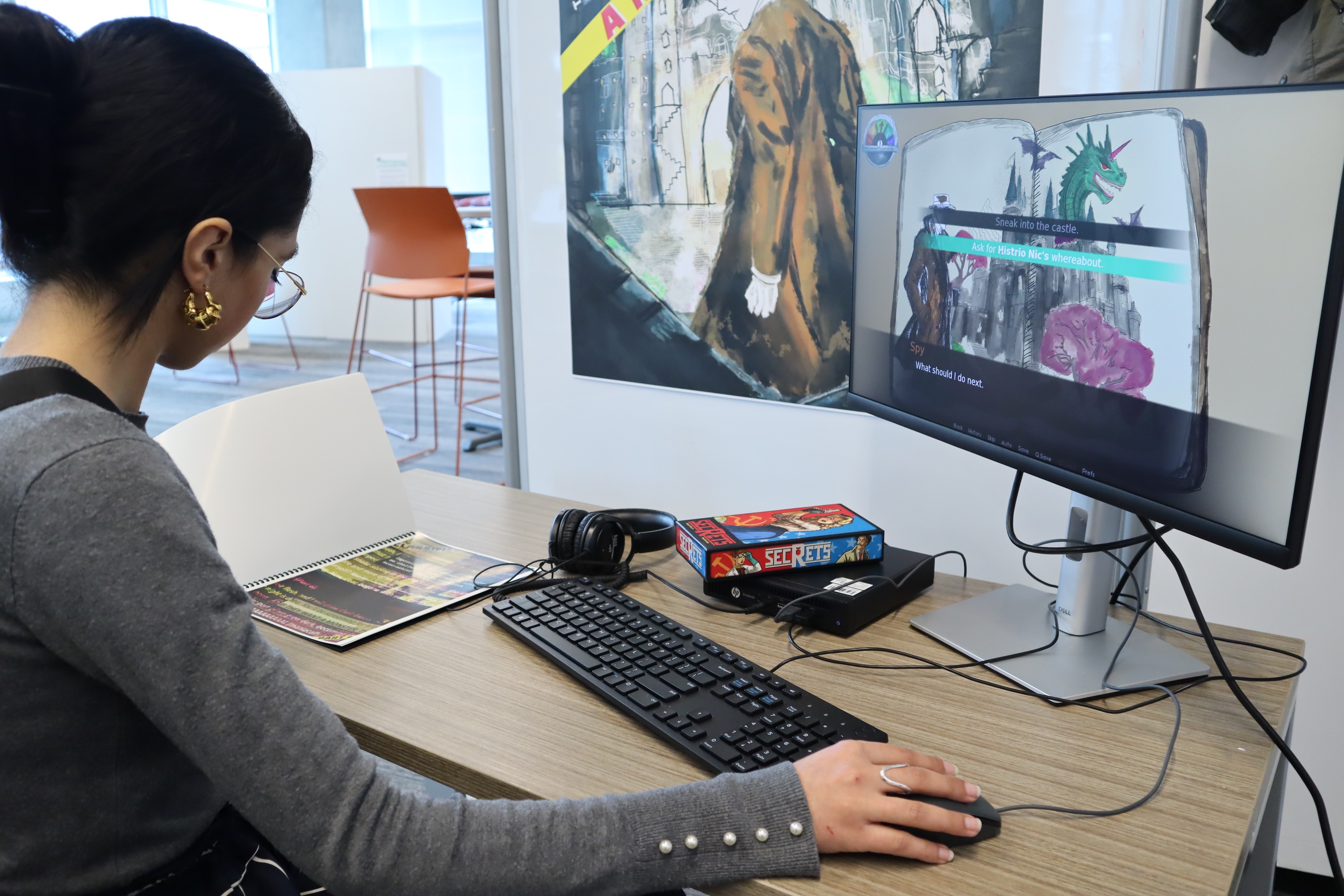 Student sitting at a computer