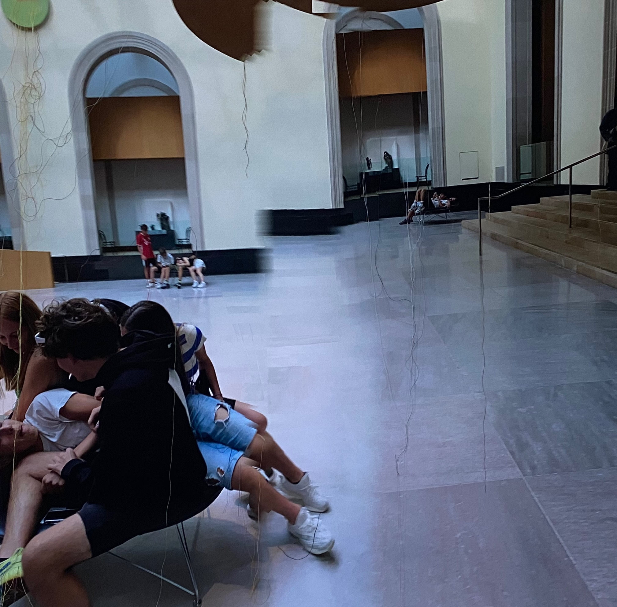 Post of museum with people