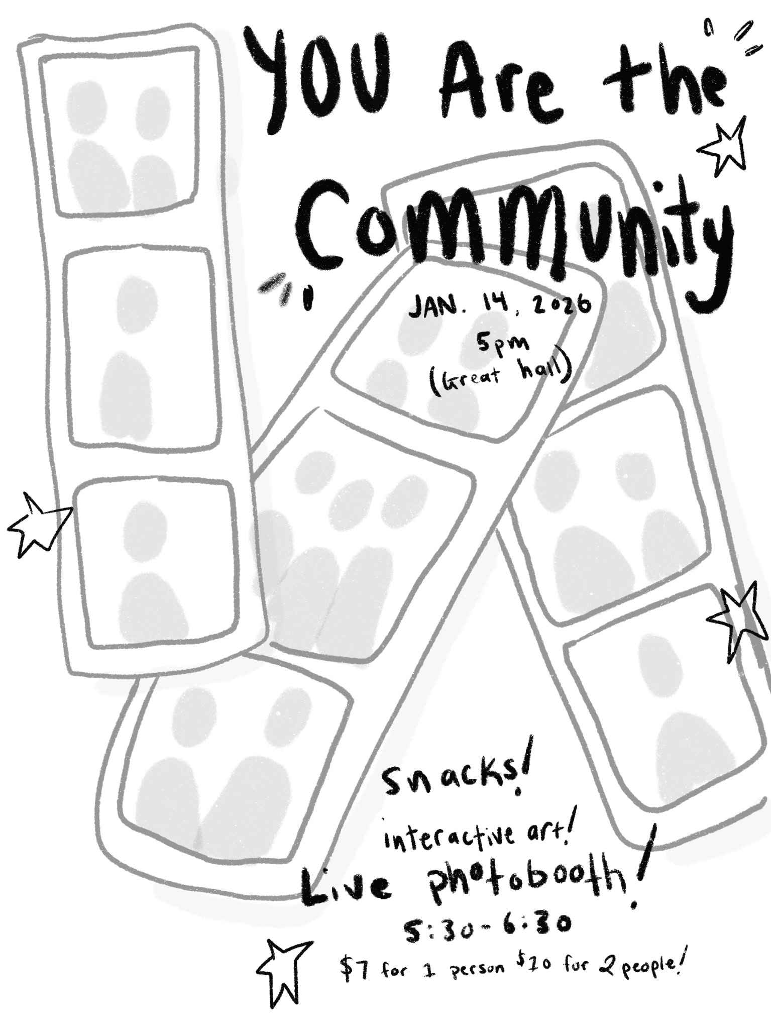 A black and white poster