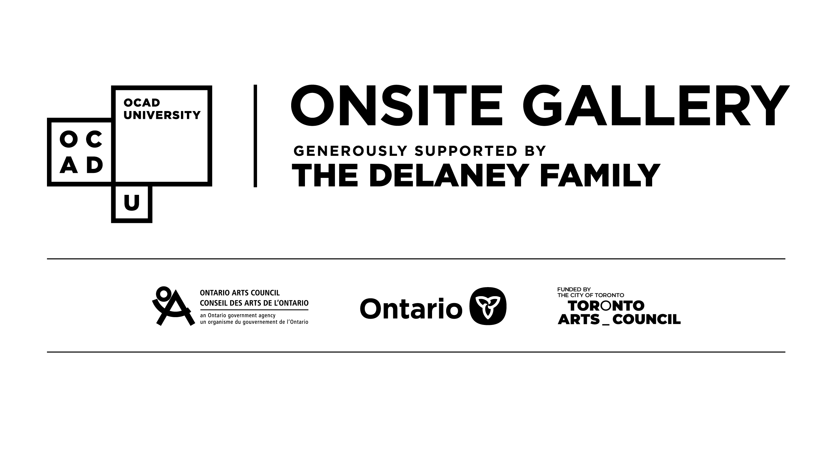 Logo Lock of Onsite Gallery, Ontario Arts Council, Toronto Arts Council 