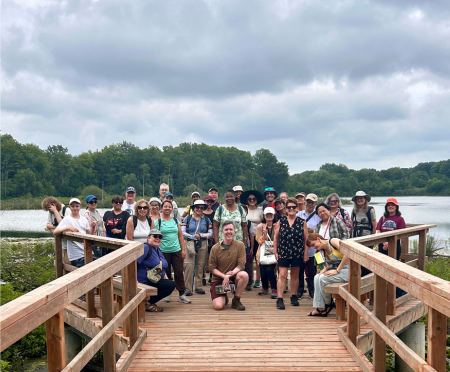 Front row (centre): Matthew Thomas in the field on a Parkbus trip in Ontario 