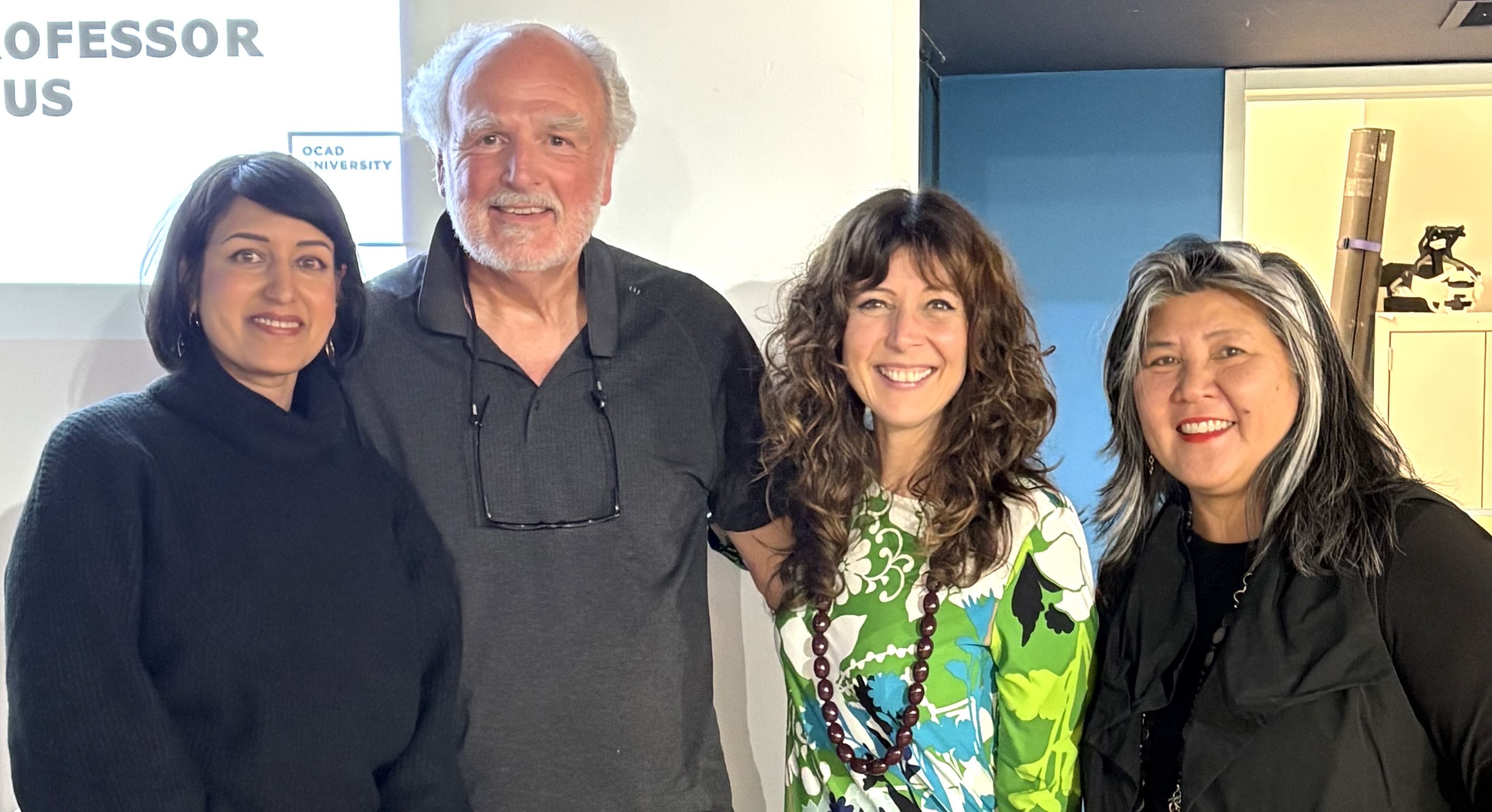 Four people in photo, left to right: Maya Desai, Bruce Hinds, Sandra Gabriele and Ana Serrano