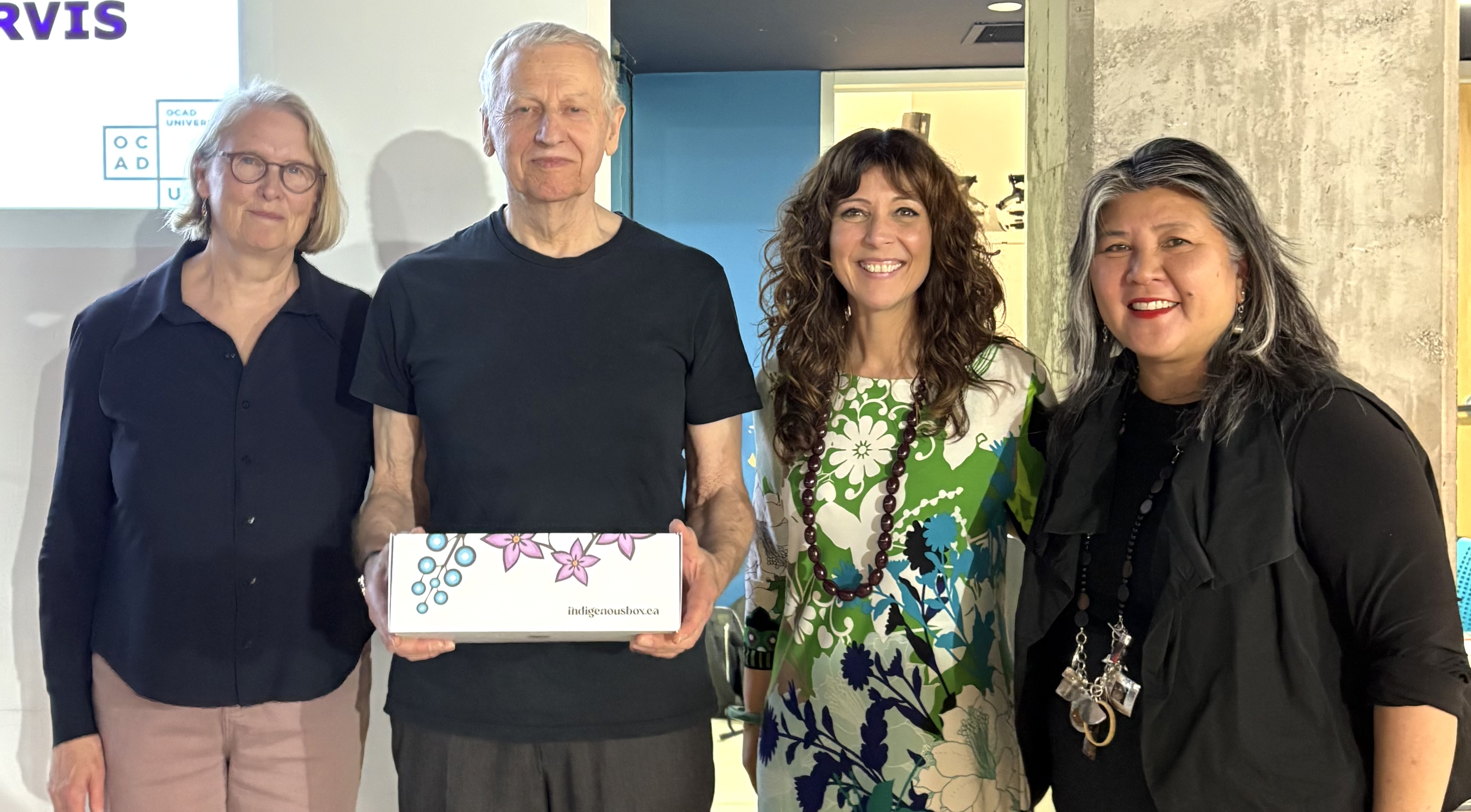 Photo of four people, left to right: Caroline Langill, Bentley Jarvis, Sandra Gabriele and Ana Serrano
