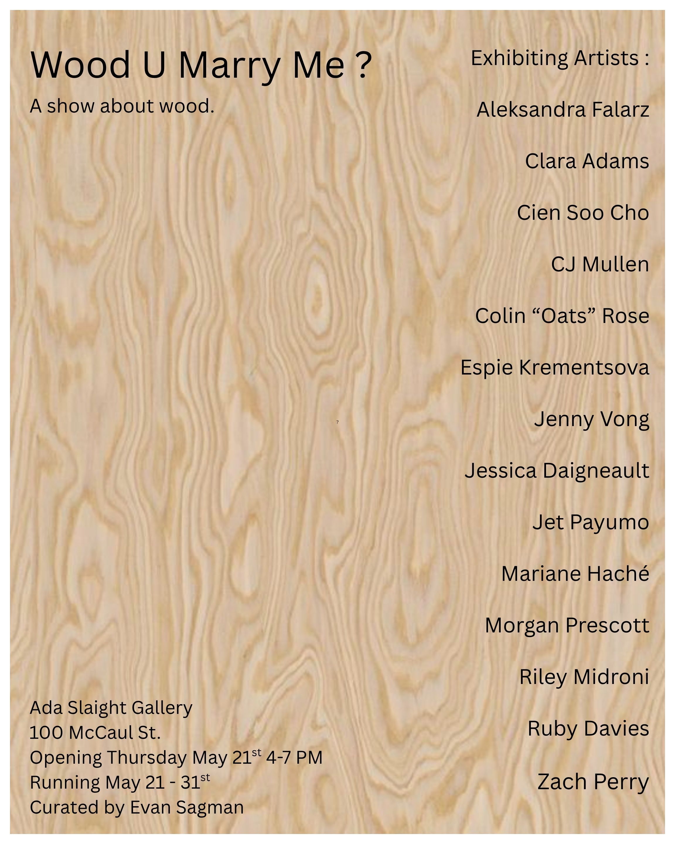 Student group show poster with artist list