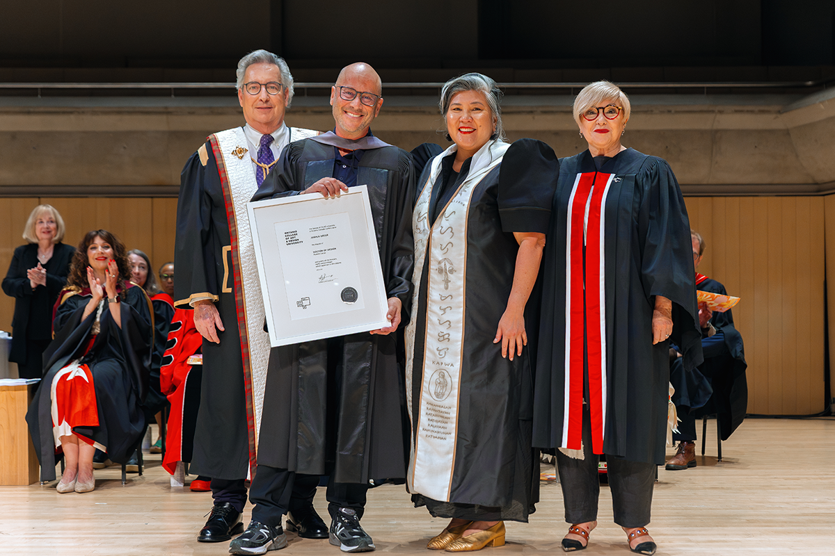 L to R: Chancellor Jaime Watt, Dr. Joshua Greer, President Ana Serrano and Board Chair Lanita Layton.