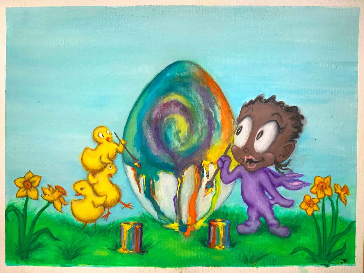 Happy Easter, 2025, Acrylic, 9x12 inches © Tamara Holman, courtesy of the artist