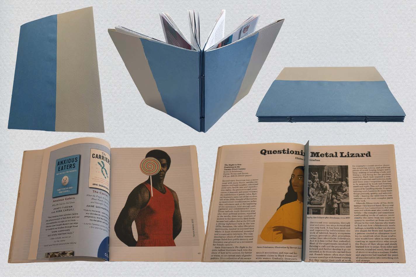 German Long Stitch and Accordion Folds, 2024, drawing paper, print paper, cardboard, 11.5 × 14 cm (German Long Stitch), 10 × 10 cm cover / 8 × 120 cm folds (Accordion Folds) © Nancy Yang, courtesy of the artist