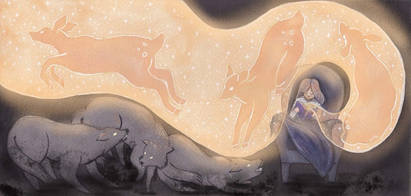 The Wolves, 2022, mixed media (gouache and pencil crayon), 3.5 x 6.5 inches © Gillian McLellan, courtesy of the artist