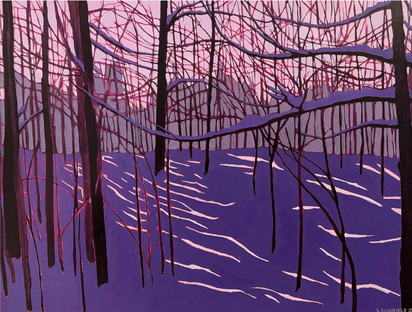 Violet Vibes, 2025, acrylic on wood, 12 x 16 inches © Steph Schofield, courtesy of the artist