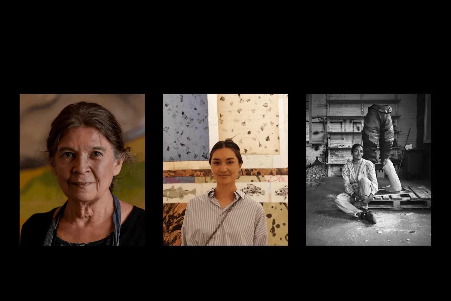 (From left): Bonnie Devine, Alexa Kumiko Hatanaka and Rajni Perera. The three OCAD U alums are among the artists invited to participate in the 2026 Venice Biennale Arte. Images courtesy of the respective artists.