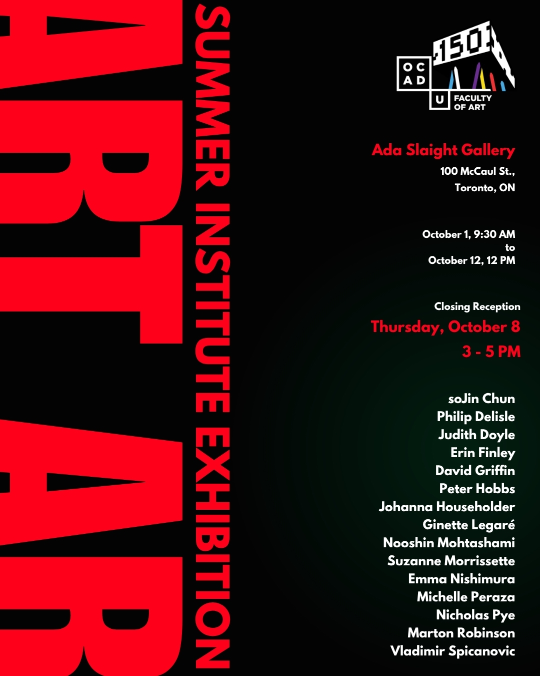 poster on black background and red text