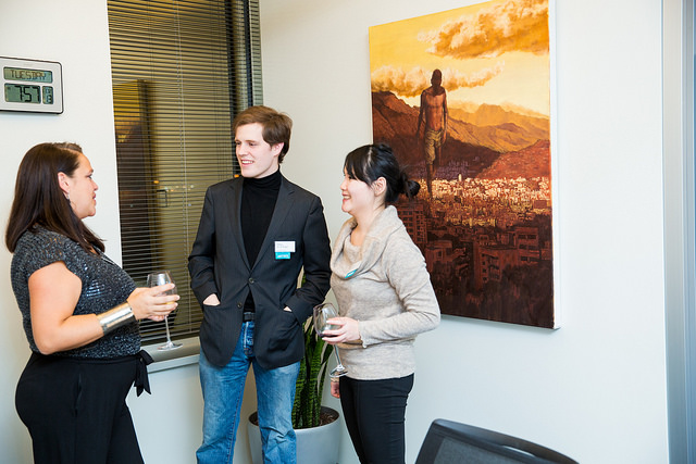 l-r: Ilene Sova, Ada Slaight Chair of Contemporary Painting and Drawing, OCAD U; artists Diego de la Rosa and SofiL