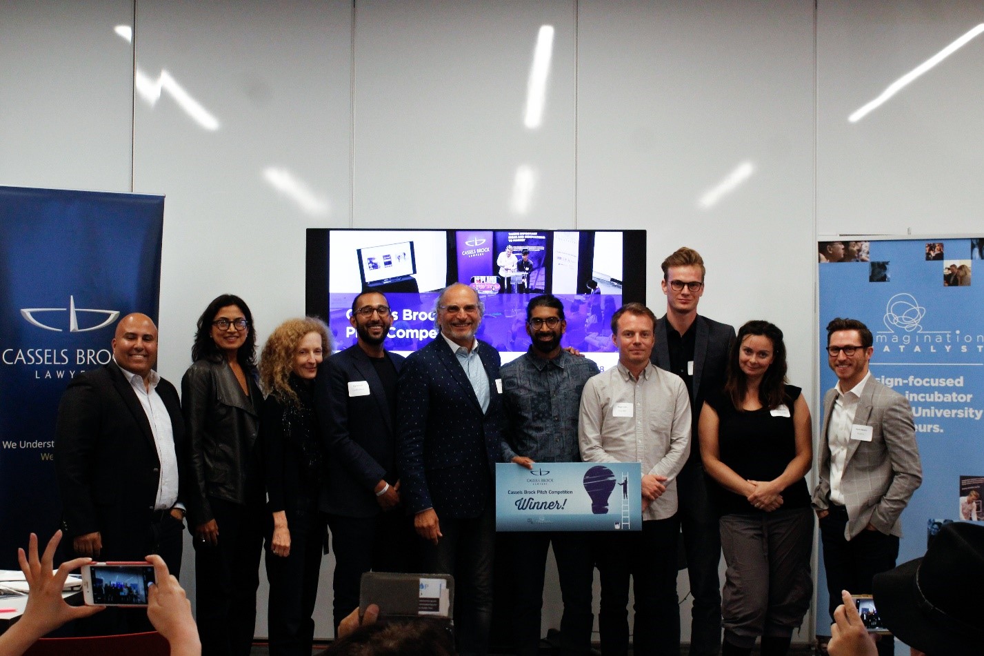 Judges and entrepreneurs at Imagination Catalyst’s annual Cassels Brock Pitch Competition. Photo courtesy, Valerie Poon.