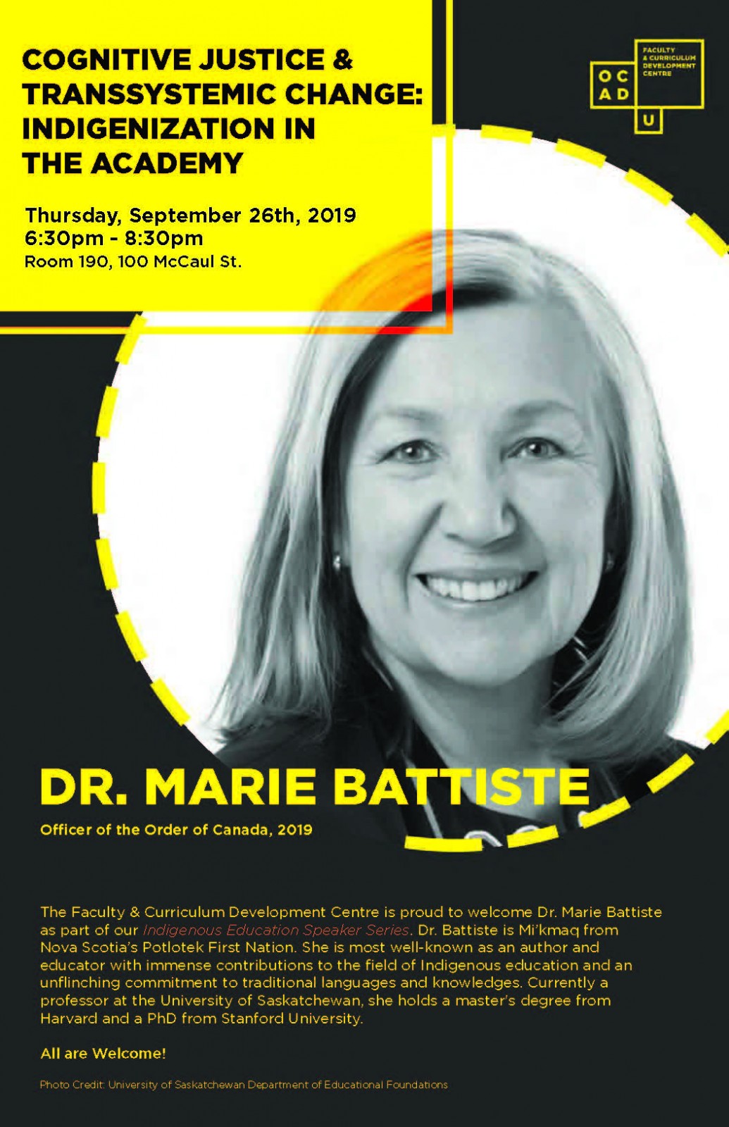 Poster of Dr. Marie Battiste event