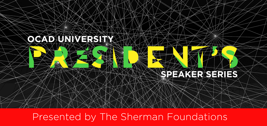 logo of the president's speakers series with text "presented by the Sherman Foundations"