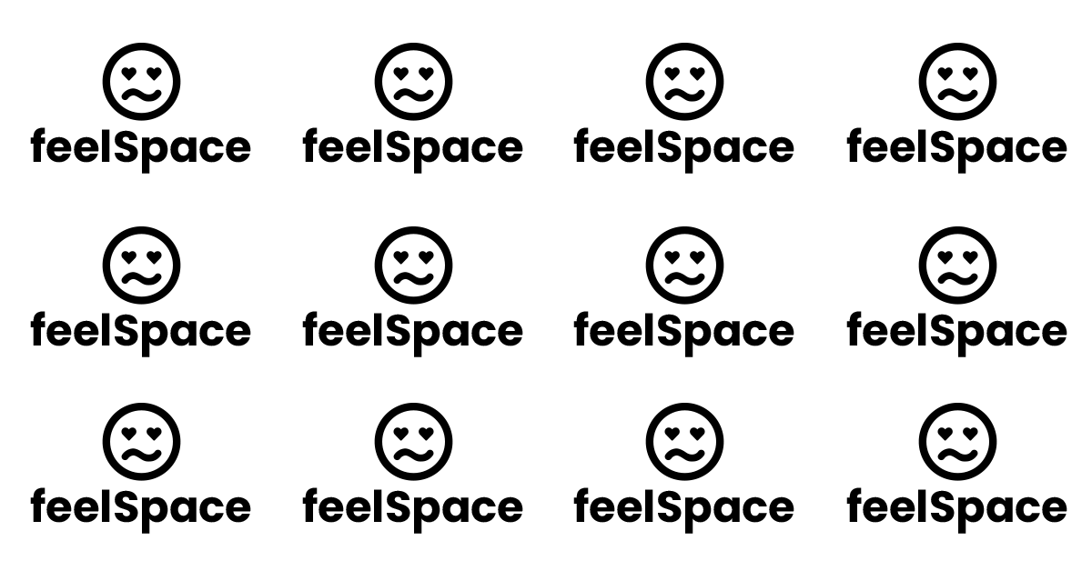 a grid of a simple drawing of a face, with the words feelSpace below
