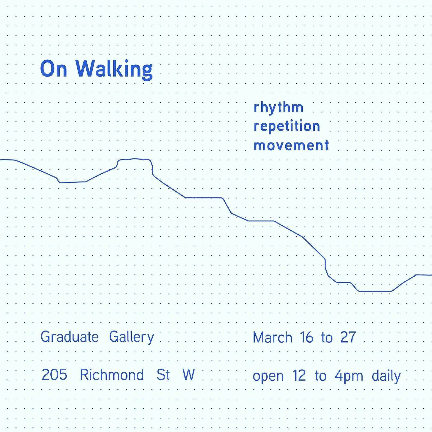 Event poster on walking white graph paper with title,date,time