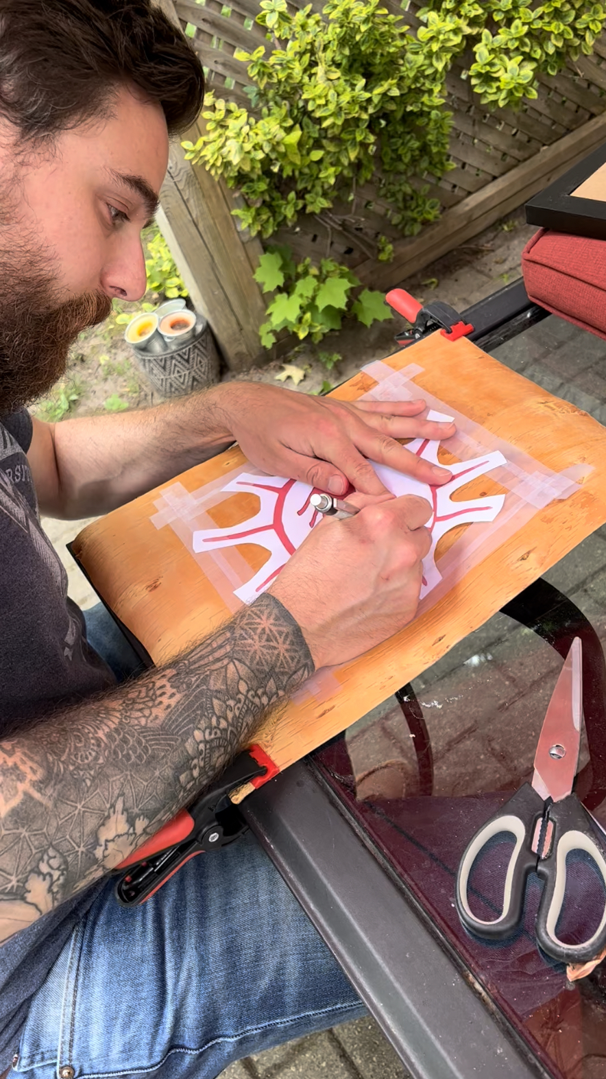 A person working on artwork