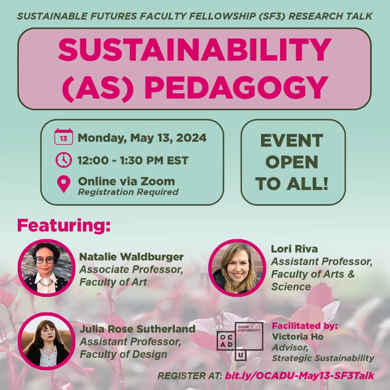 Event poster with pink amaranth seedlings and headshots of featured faculty researchers