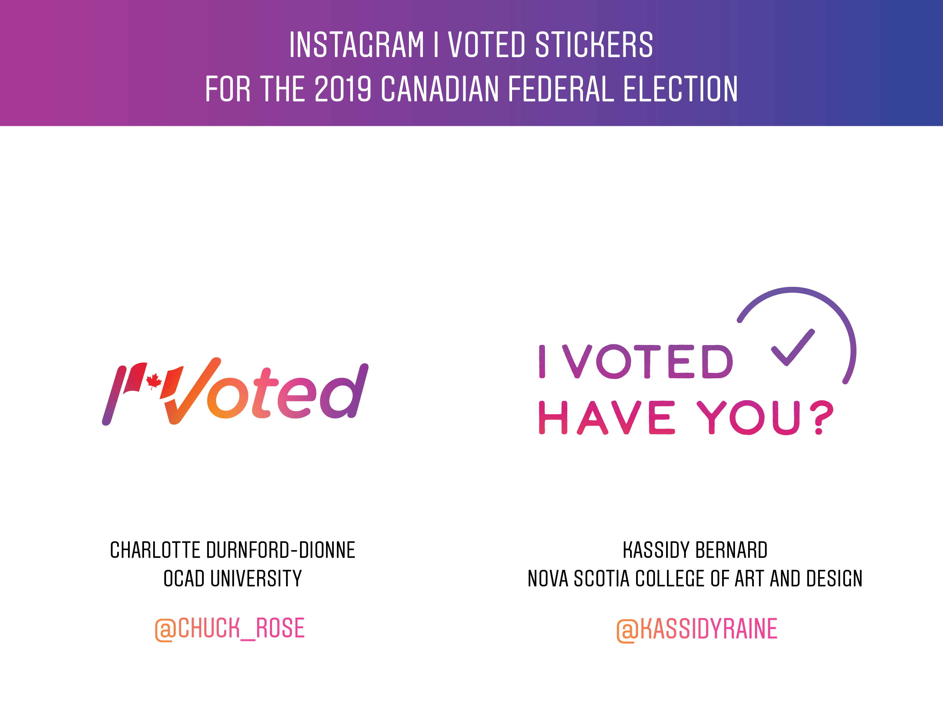 Winning designs in 'I Voted' sticker competition