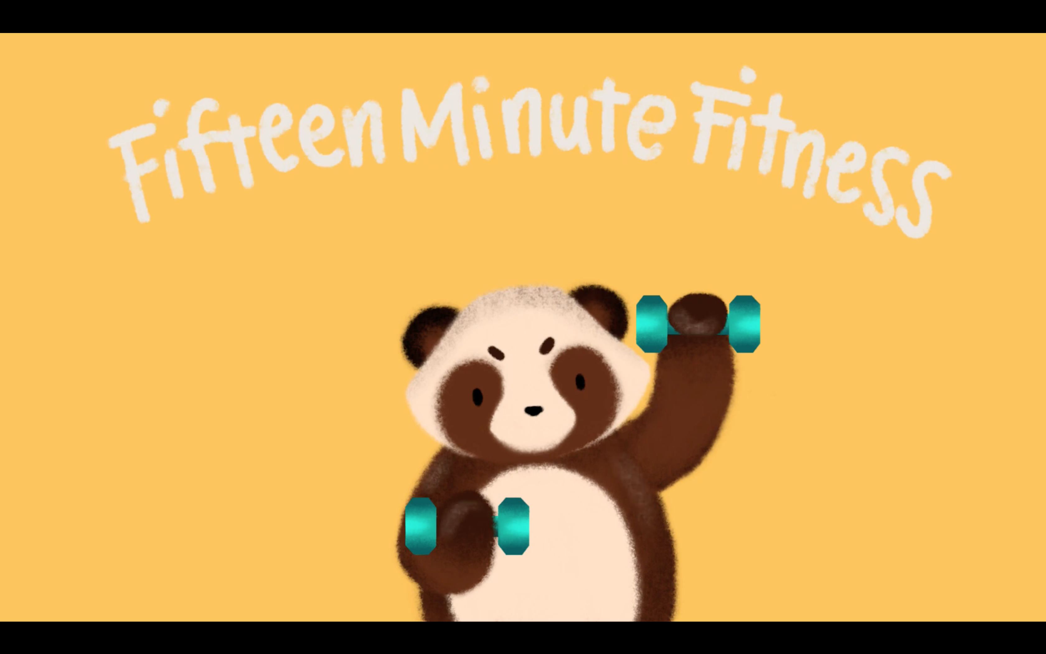 illustrated Panda bear lifting weights on a soft yellow background