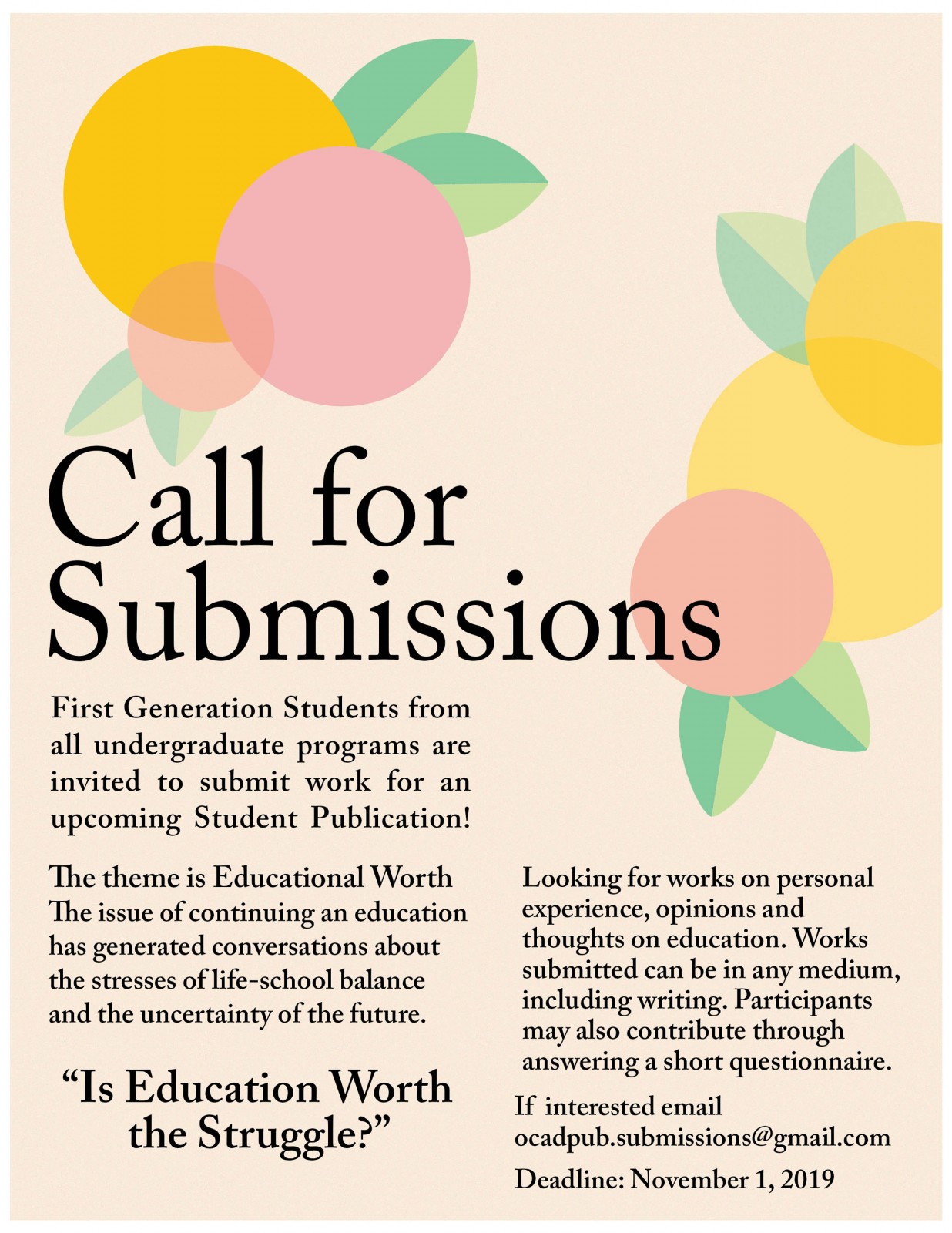 Call for submissions graphic Call for submissions graphic