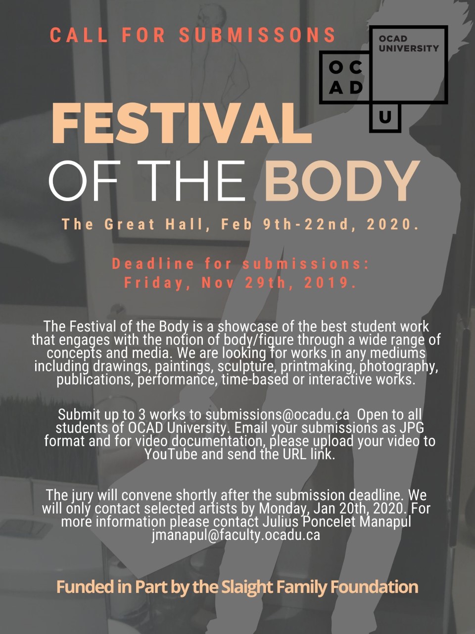 poster for submissions to the festival of the body