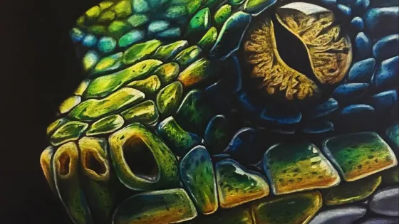 A realistic drawing of green snake