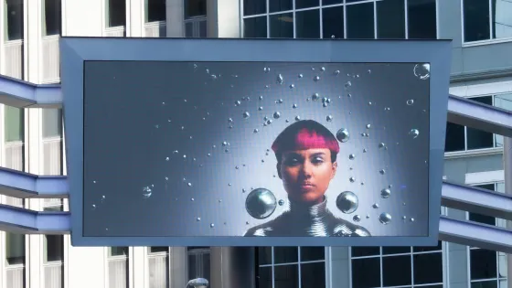 Digital screen at Sankofa Square.