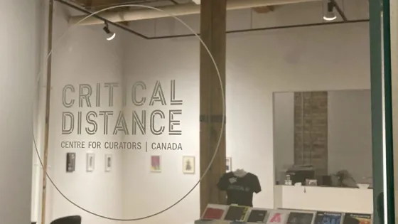 Critical Distance Centre for Curators window display.