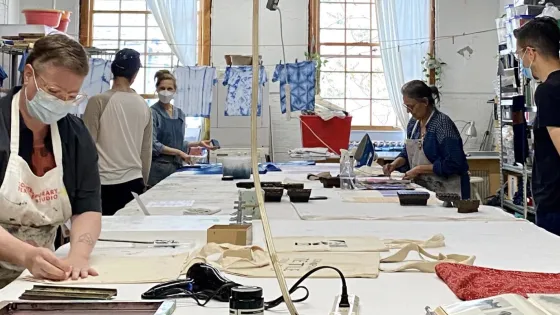 Artists working in Contemporary Textile Studio space.