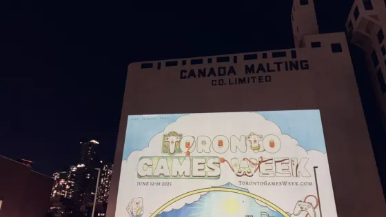 Toronto Games Week projection on the Canada Malting Silos.